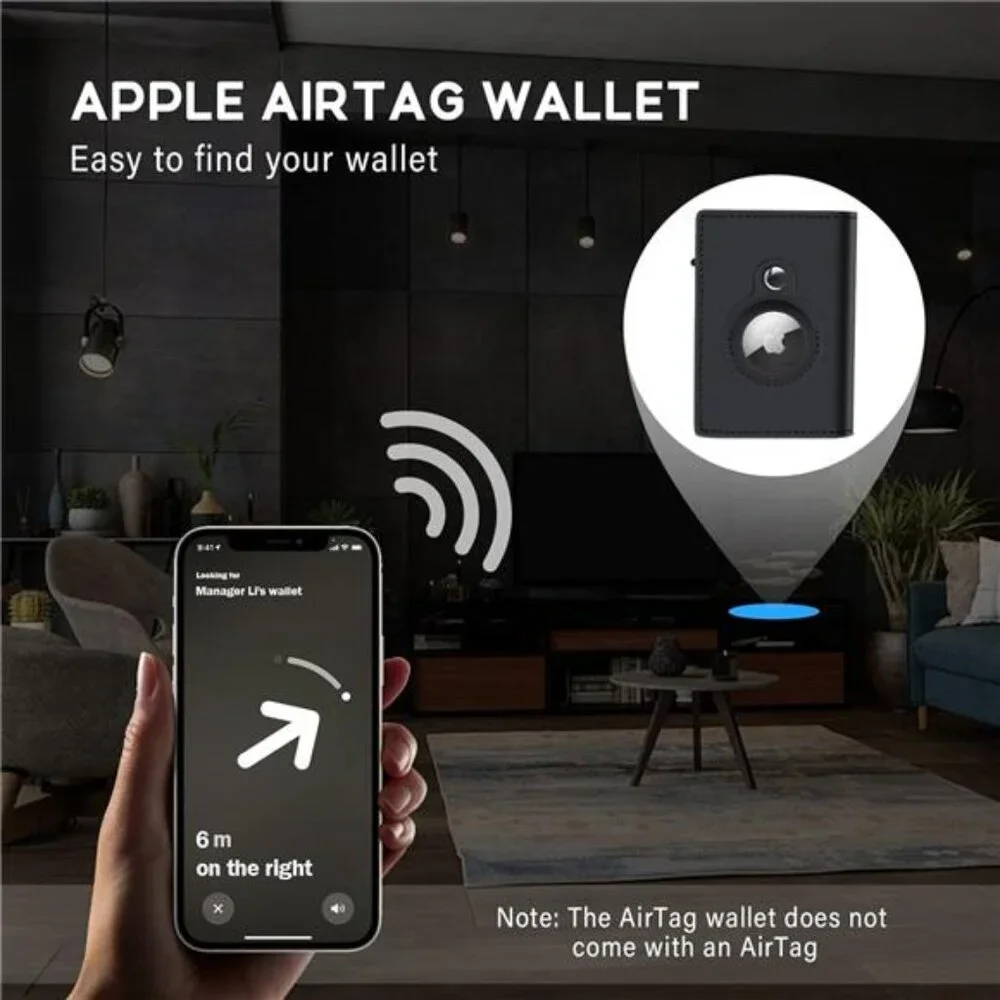 AirTag Wallet Genuine Leather Air Tag Wallet RFID Technology Credit